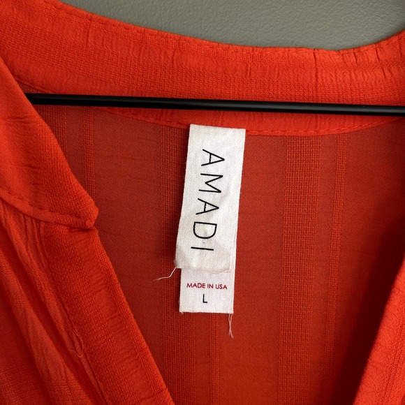 Anthropologie Amadi Rossi Dress Size Large Red Orange Ruffles Gauzy Lightweight - Picture 10 of 16